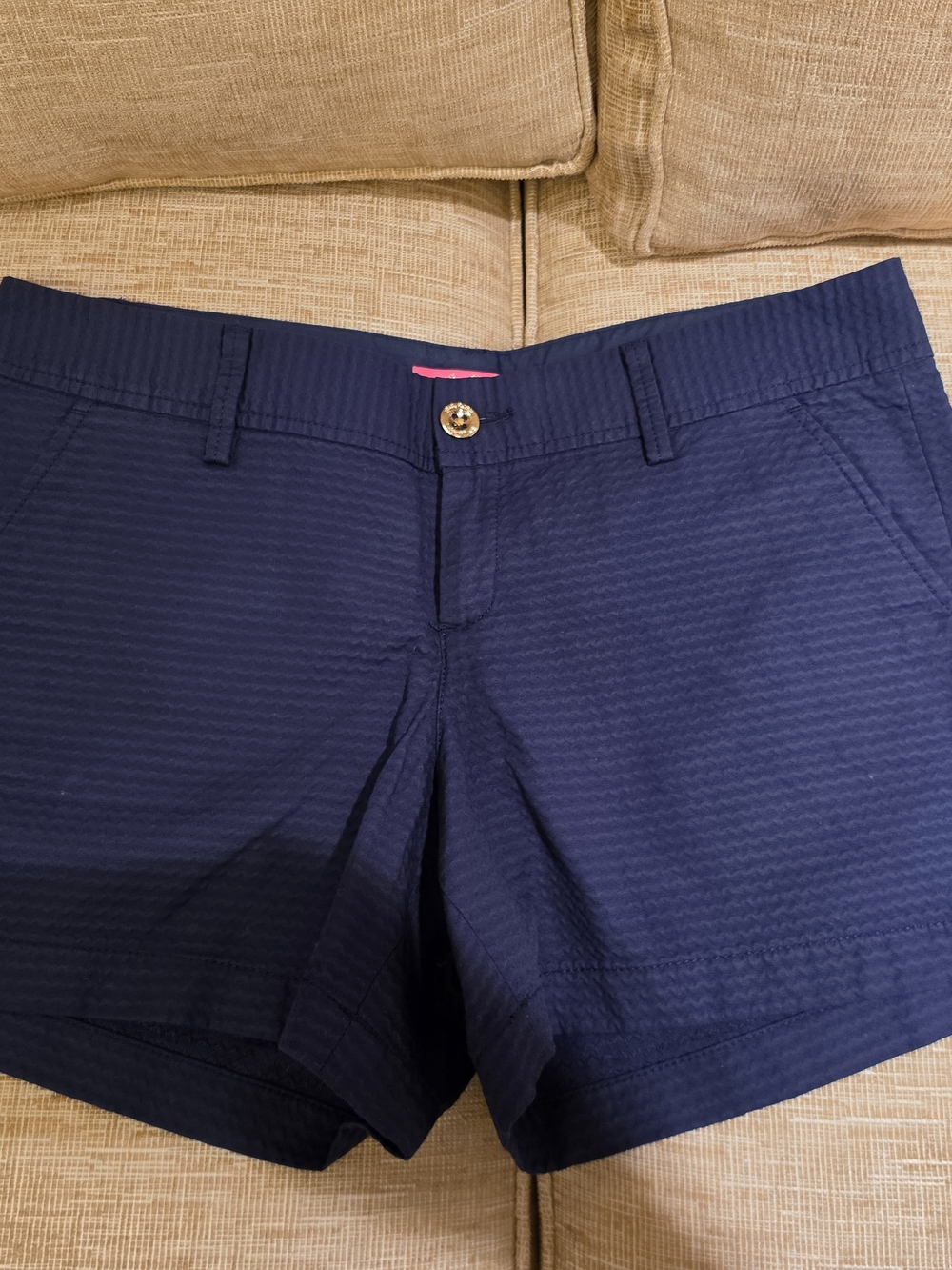 Lilly Pulitzer Navy Textured/Waffle Like - Belt-Loop Shorts